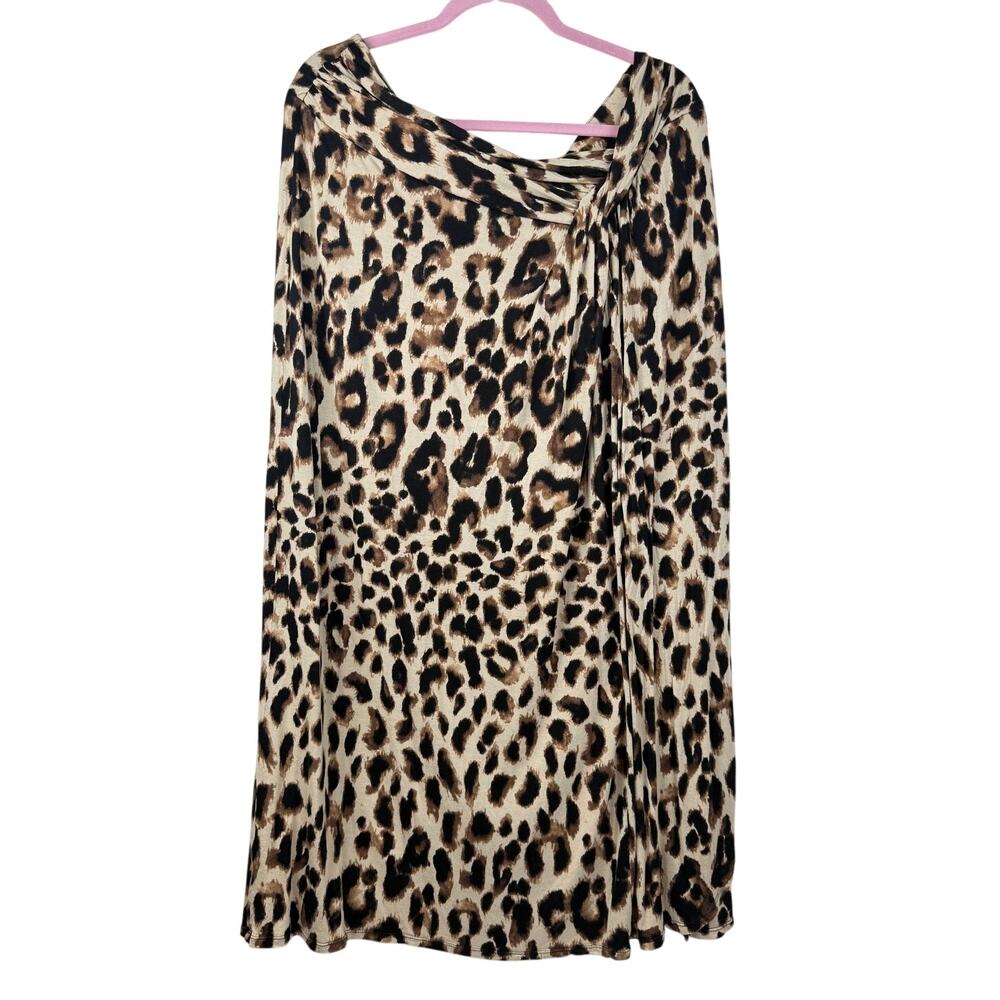 Chico's Leopard Print Rayon Skirt Size 2 (L/12) Flowy Animal Print